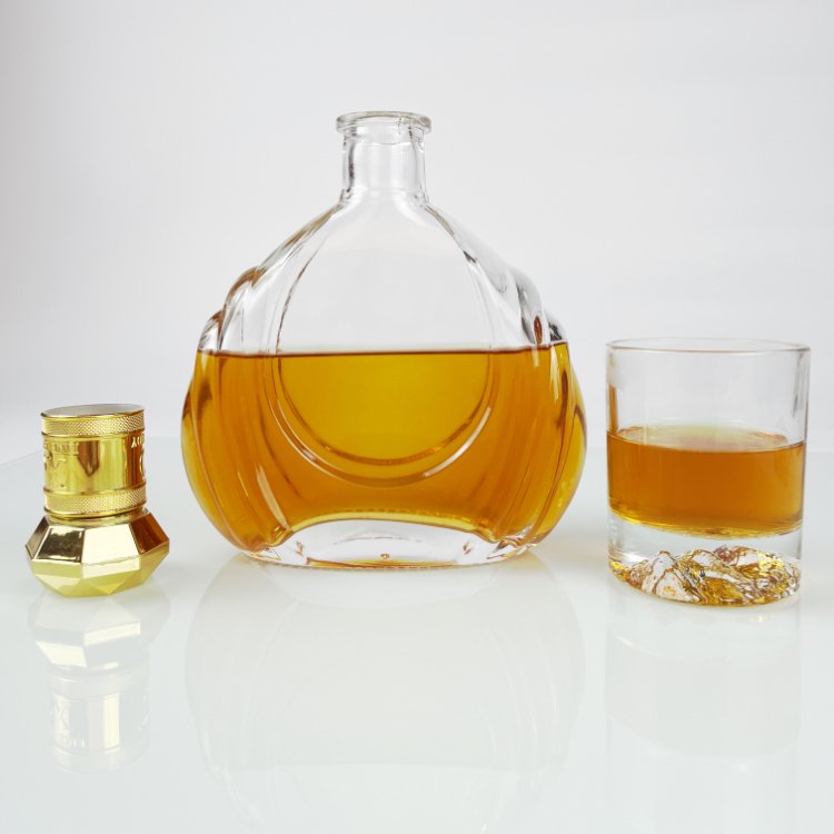 200ml 375ml 500ml 750ml 1000ml Transparent Round Empty Flint Glass Liquor Wine Whisky Vodka Tequila Bottle With Customizable pl