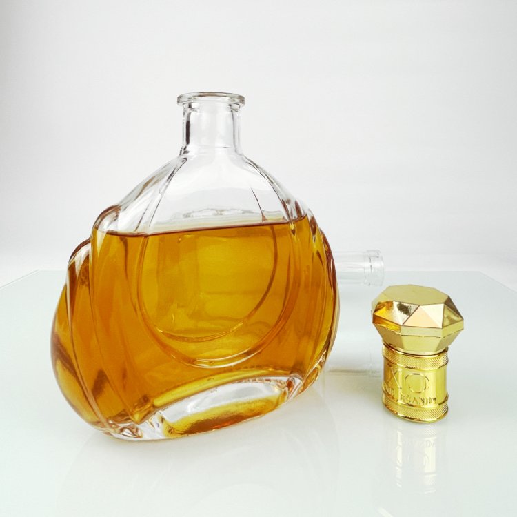 200ml 375ml 500ml 750ml 1000ml Transparent Round Empty Flint Glass Liquor Wine Whisky Vodka Tequila Bottle With Customizable pl
