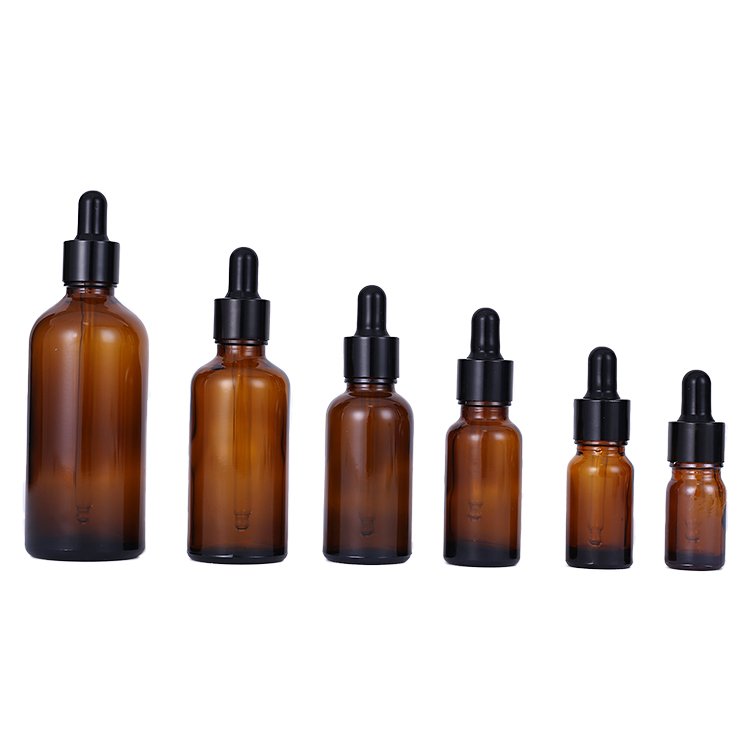 wholesale 10ml 30ml 50ml glass dropper bottle with box amber essential oil bottle glass dropper 1oz tincture bottle
