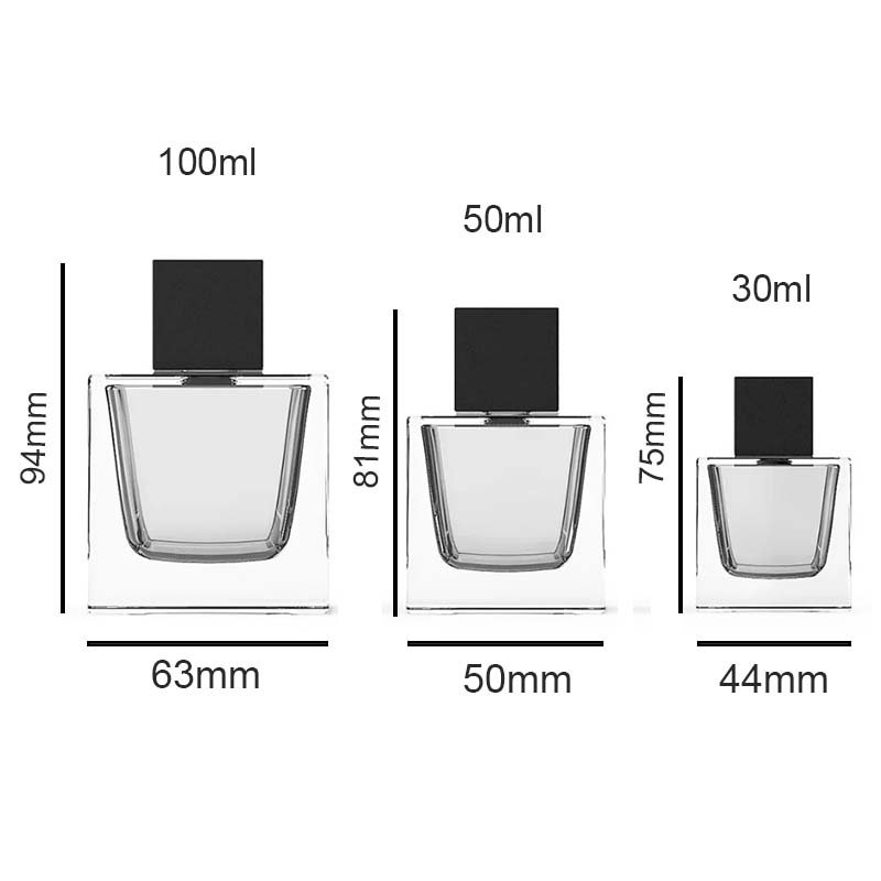 100ml 50ml 30ml Square Perfume Glass Bottle 50ml Empty Hight Quality Perfume Glass Bottle