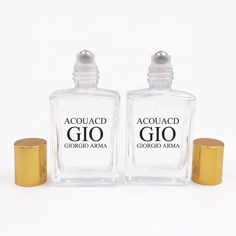 Wholesale 10ml 15ml 30ml Transparent Amber Essential Oil Roller Bottle Square 1oz Roll On Glass Bottles