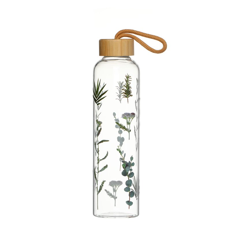 Personalized Eco Friendly Reusable Classic Glass Bottle In Bulk Cheap Reusable Clear Glass Drink Water Bottle With Bamboo Lid