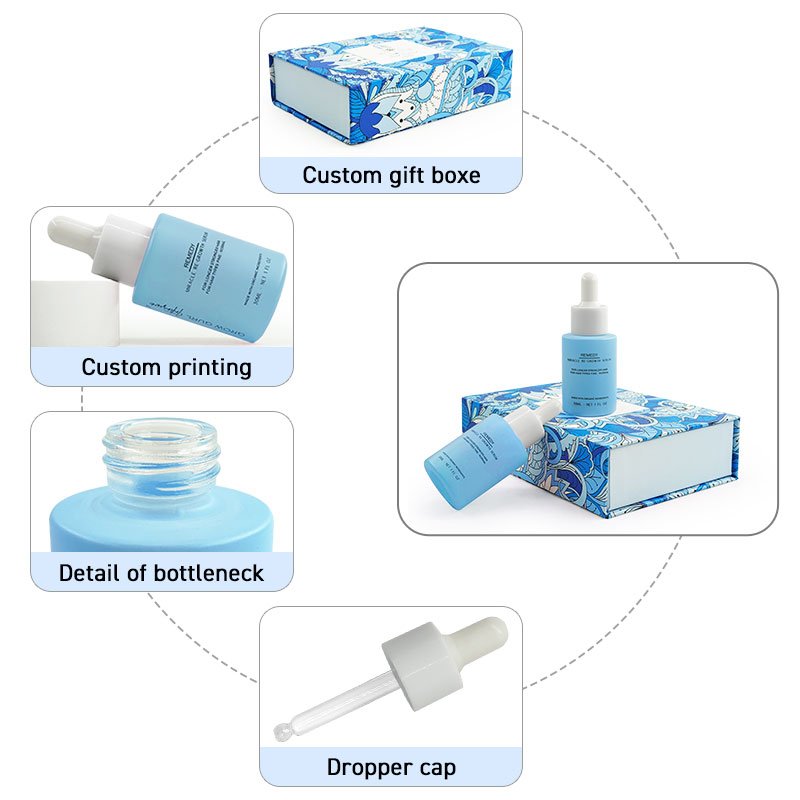 frosted thick bottom skincare serum glass bottle pump 30 ml 100ml lotion dispenser