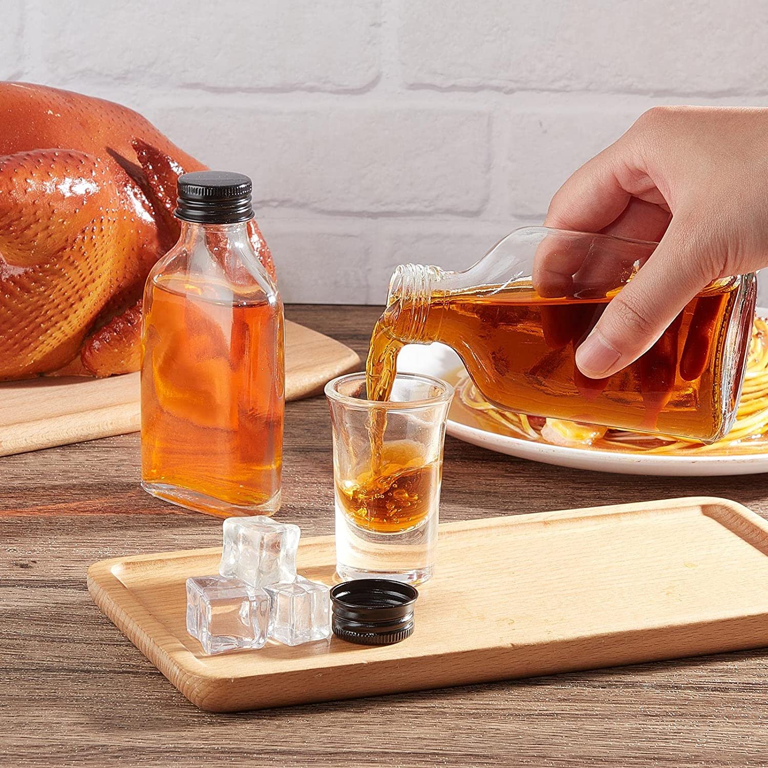 16oz Flat Vodka Whisky Glass Bottle Drinking Liquor Wine Bottle