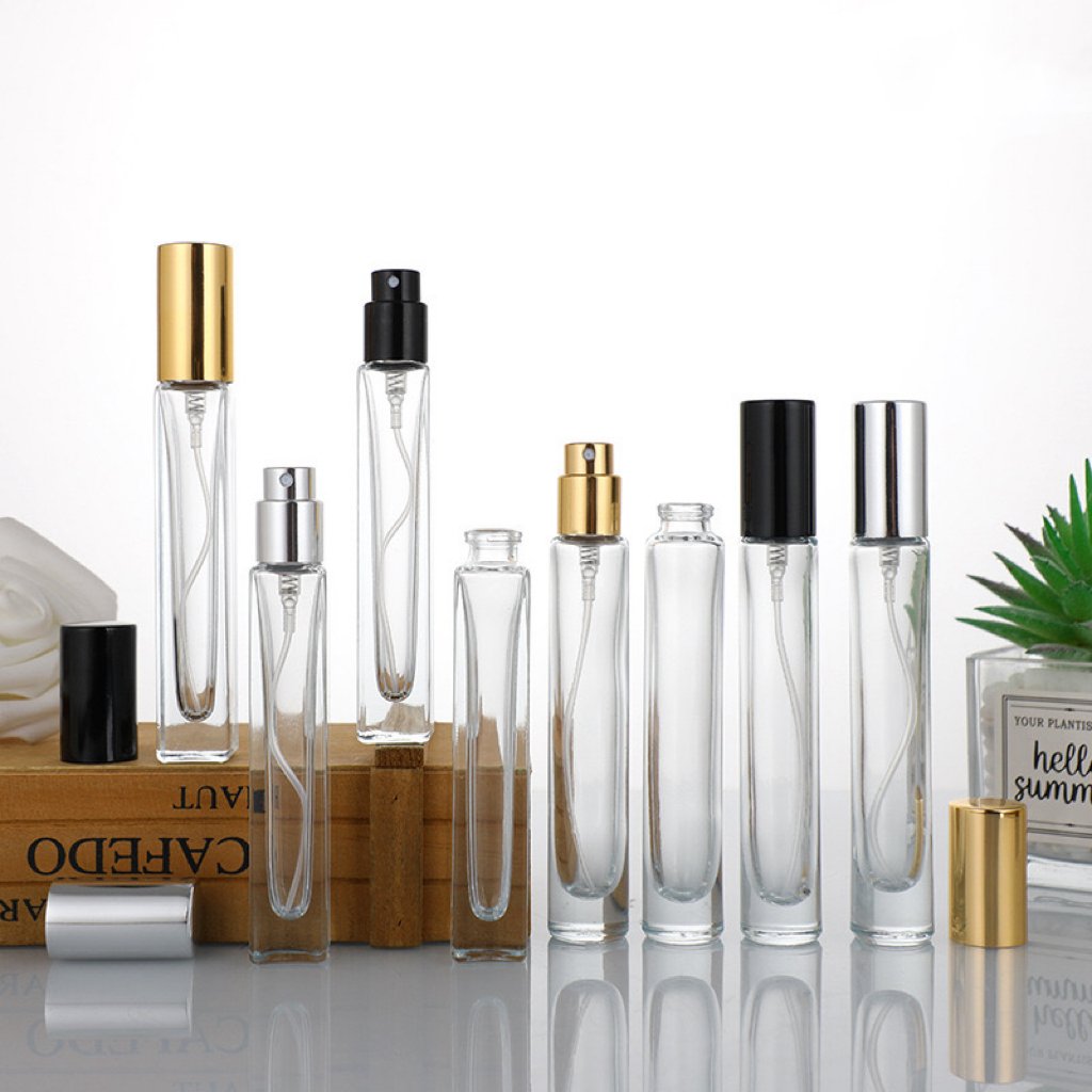 High Quality 10ml Refillable Round Square Empty Luxury Glass Bottling Perfume Essential Oil Spray Bottle for Travelling