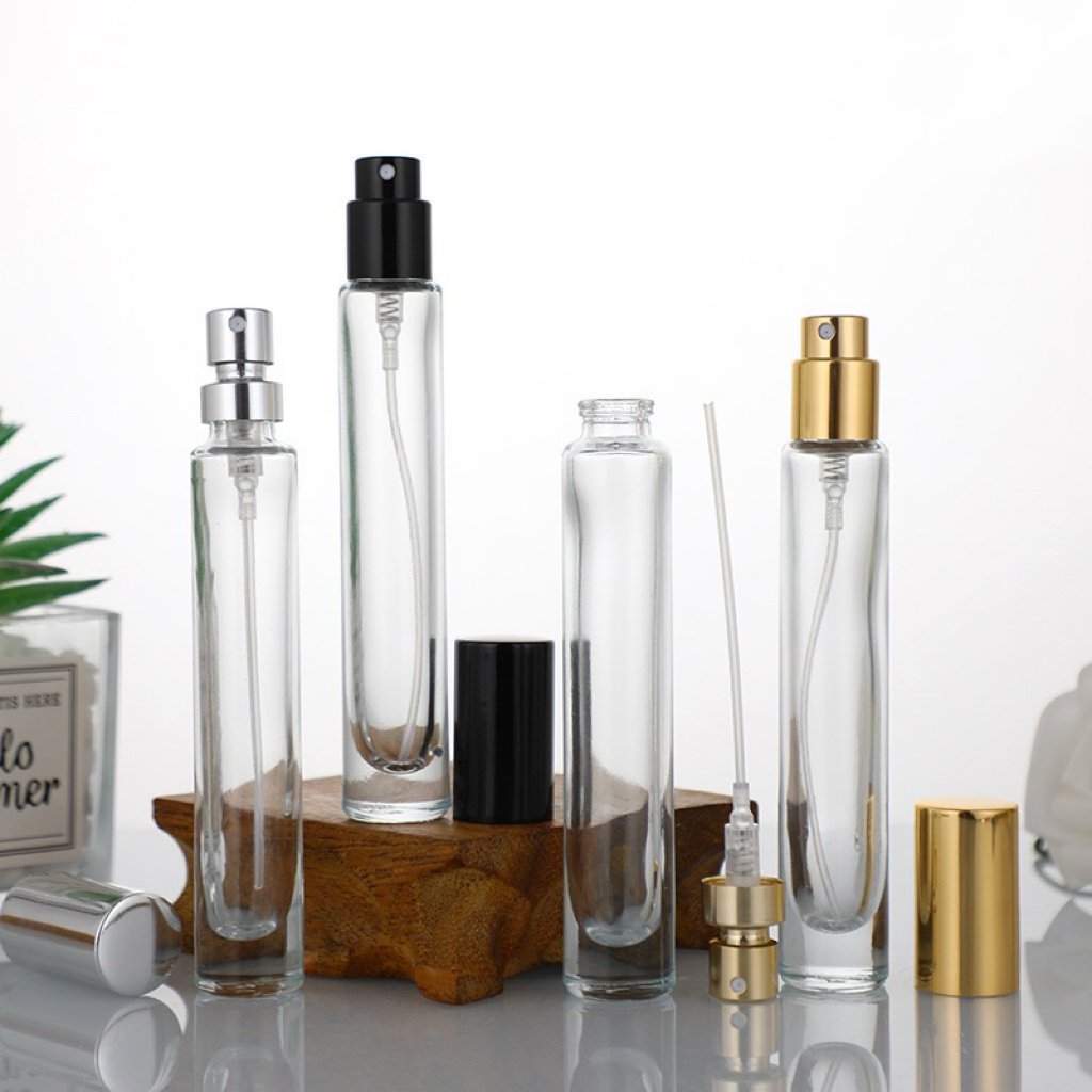 High Quality 10ml Refillable Round Square Empty Luxury Glass Bottling Perfume Essential Oil Spray Bottle for Travelling