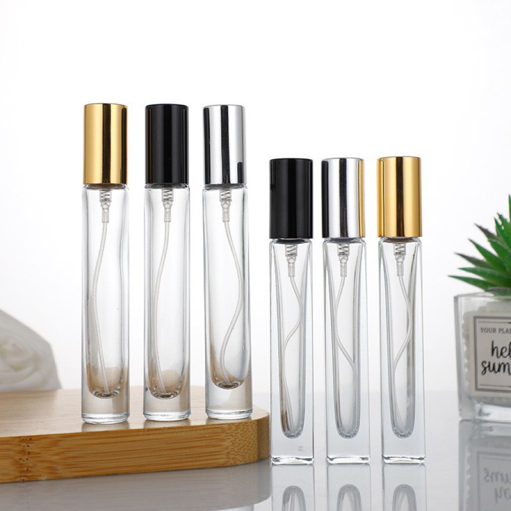High Quality 10ml Refillable Round Square Empty Luxury Glass Bottling Perfume Essential Oil Spray Bottle for Travelling