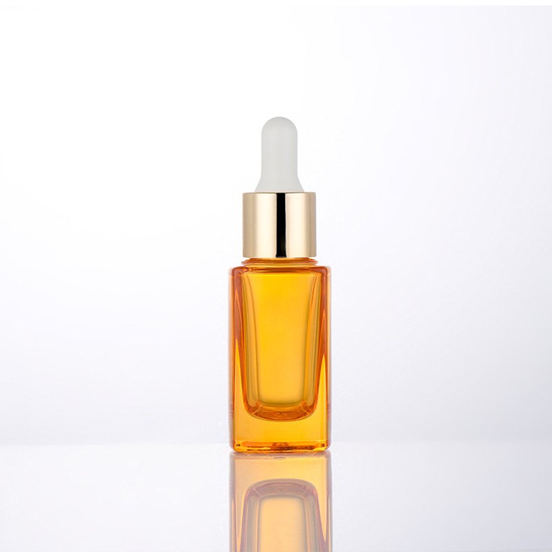 High-end 30ml 1oz square clear white black red color empty cosmetic packaging serum thick bottom glass dropper bottle