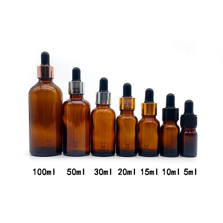 Serum Empty Screw Cap Essential Oil Amber Glass Bottles with Droppers