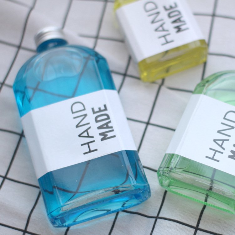 flat glass bottles flask hip bottles customized logo print coffee juice milk glass bottles 100ml 200ml 250ml 350ml 500ml square