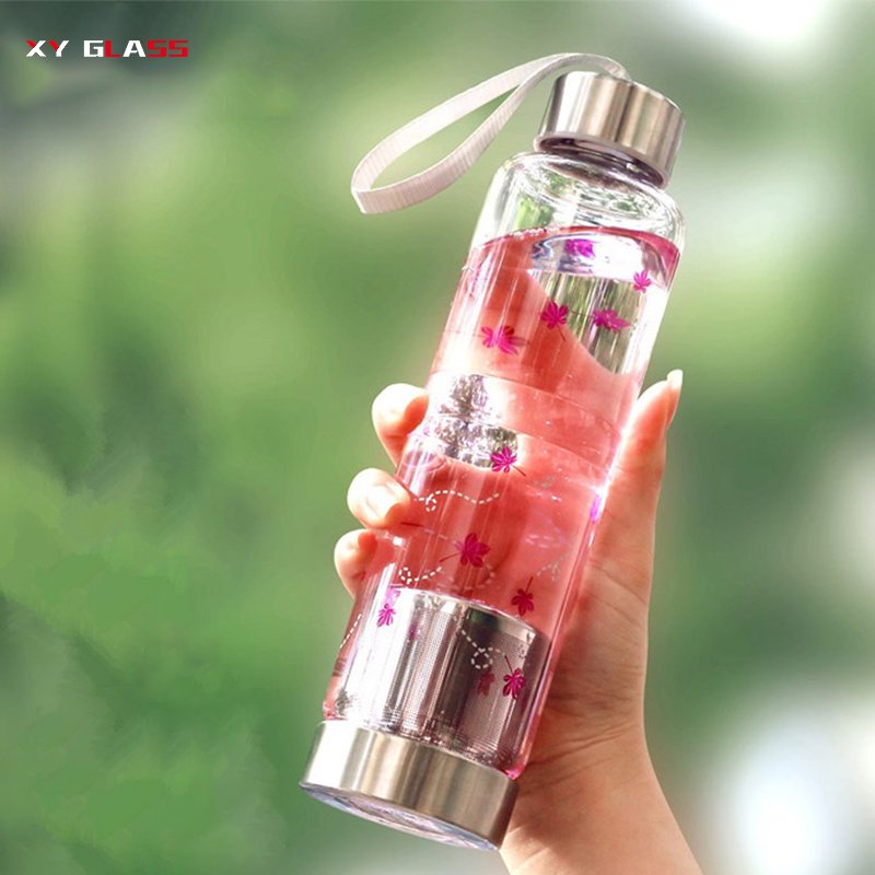 clear exquisite borosilicate with tea infuser sport glass bottle