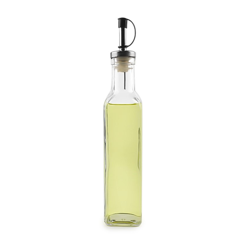 150ml 250ml 500ml kitchen restaurant table use square shape clear olive oil glass bottle with pourer dispensers