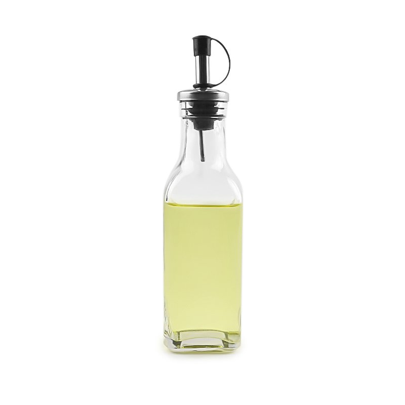 150ml 250ml 500ml kitchen restaurant table use square shape clear olive oil glass bottle with pourer dispensers