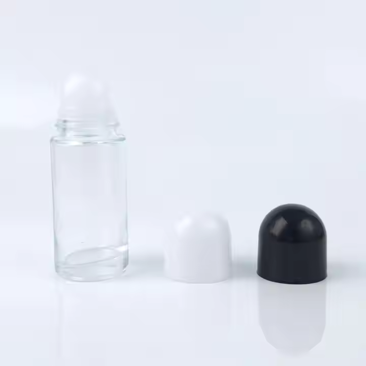 50ml/1.67oz Deodorant Roll On Glass Bottle Essential Oil Perfume Roller Bottle Clear Glass Roll On Bottle With Round Screw Cap
