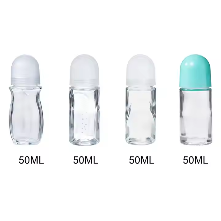 50ml/1.67oz Deodorant Roll On Glass Bottle Essential Oil Perfume Roller Bottle Clear Glass Roll On Bottle With Round Screw Cap
