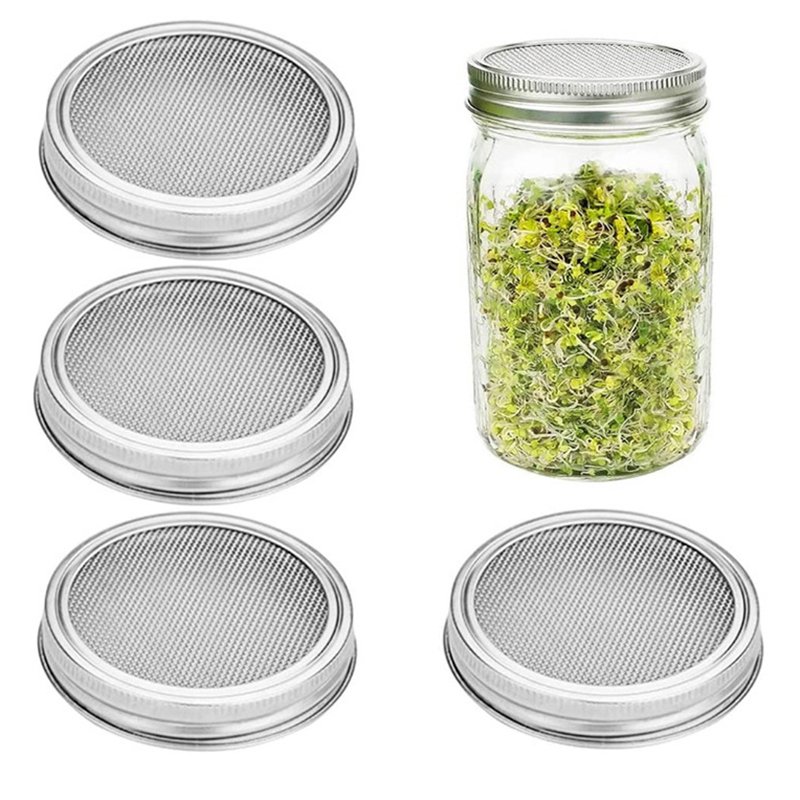 Sprouting Jar Germination Stand Stainless Steel Mesh Cover Mason Jar Glass Bottle for Plant Tissue Culture