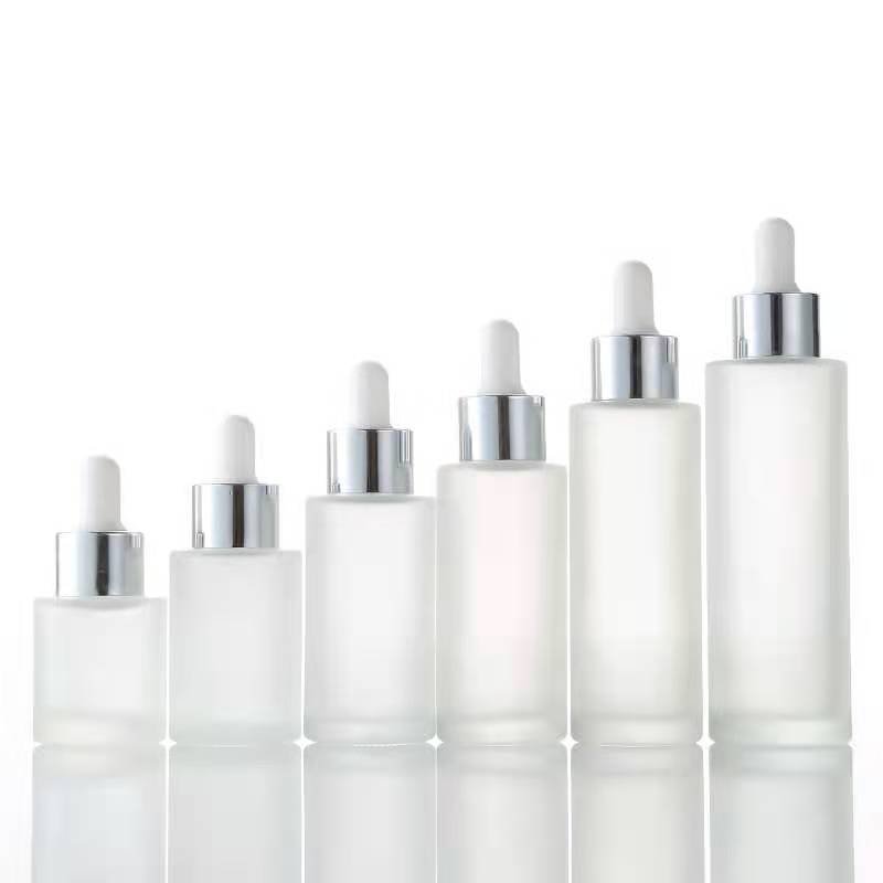 20 30 40 50 60 80 100ml flat shoulder frost glass bottles skin care dropper serum glass bottle