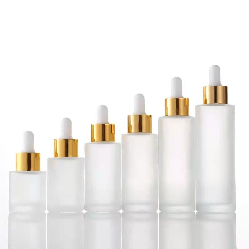 20 30 40 50 60 80 100ml flat shoulder frost glass bottles skin care dropper serum glass bottle