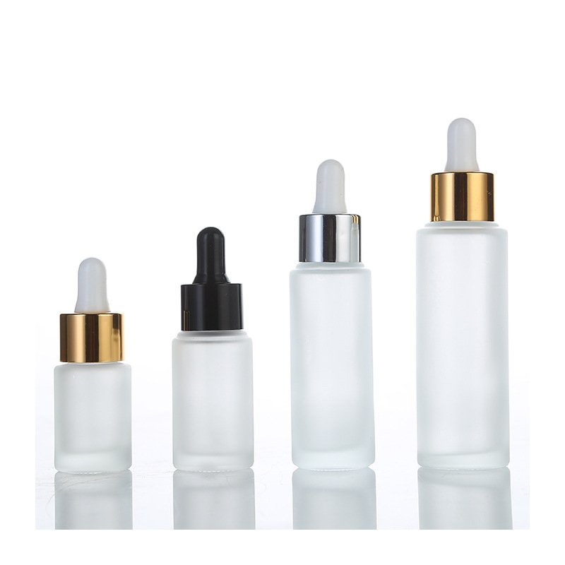20 30 40 50 60 80 100ml flat shoulder frost glass bottles skin care dropper serum glass bottle