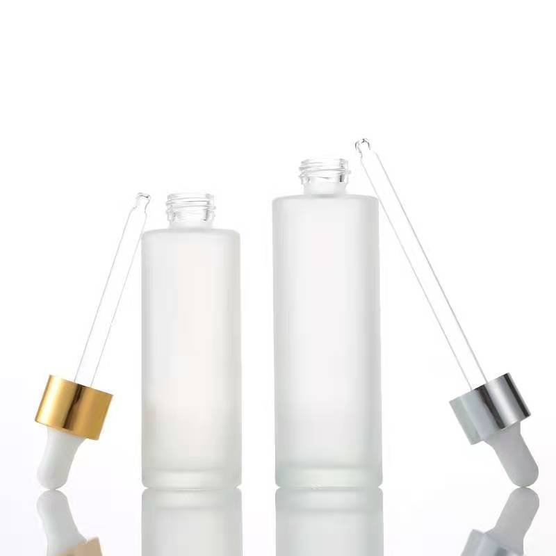 20 30 40 50 60 80 100ml flat shoulder frost glass bottles skin care dropper serum glass bottle