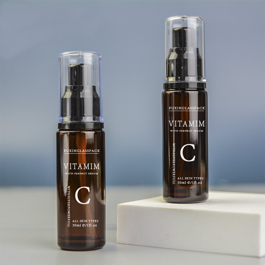 30MLcylindrical universal cosmetic pump glass bottle use for Lotion essence liquid foundation bottle packaging usage
