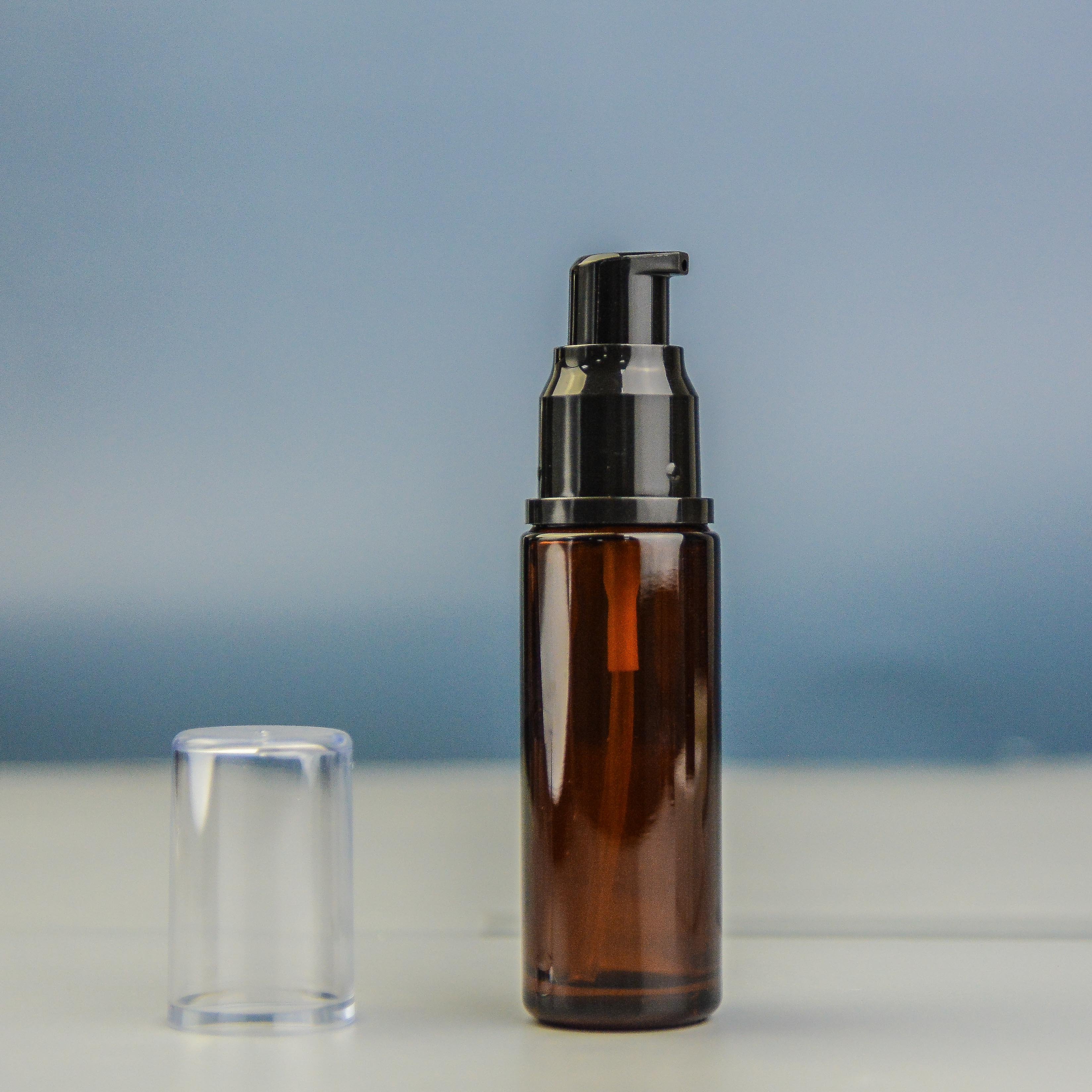 30MLcylindrical universal cosmetic pump glass bottle use for Lotion essence liquid foundation bottle packaging usage