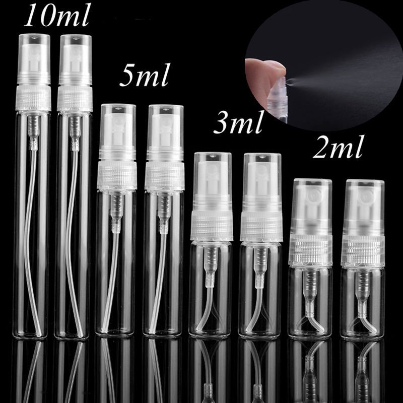 MUB Mini 2ml 3ml 5ml 10ml Refillable Glass Spray Vial Factory Wholesale Slim Perfume Glass Bottles