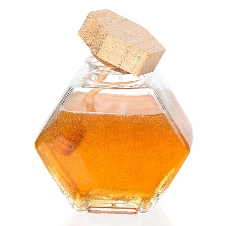 Wholesale High Quality 280ml 300ml 500ml Empty Food Jars Glass Honey Jar With Wooden Lid