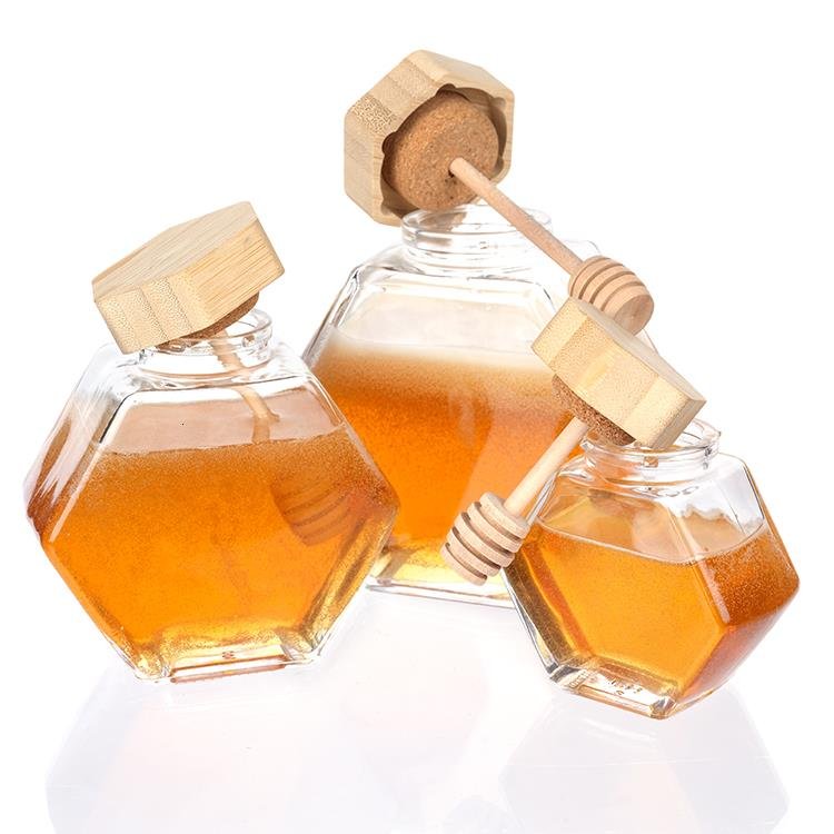 Wholesale High Quality 280ml 300ml 500ml Empty Food Jars Glass Honey Jar With Wooden Lid