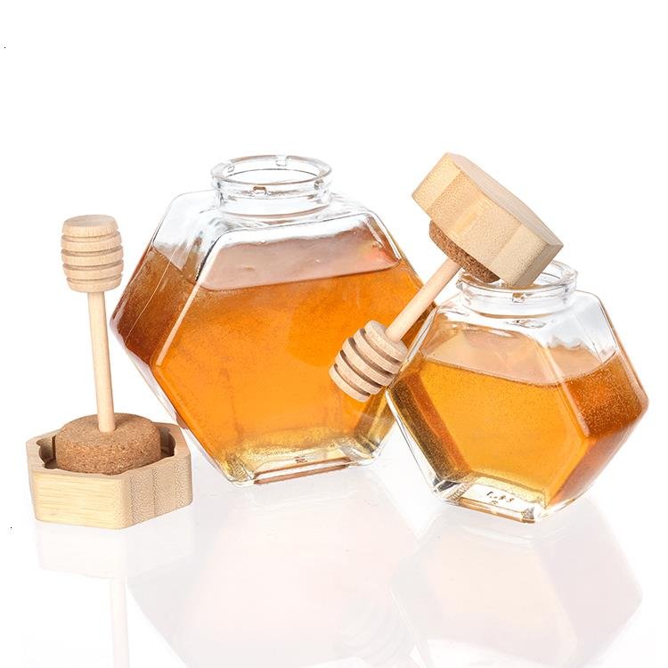 Wholesale High Quality 280ml 300ml 500ml Empty Food Jars Glass Honey Jar With Wooden Lid