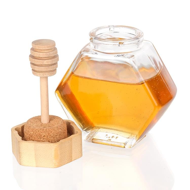 Wholesale High Quality 280ml 300ml 500ml Empty Food Jars Glass Honey Jar With Wooden Lid