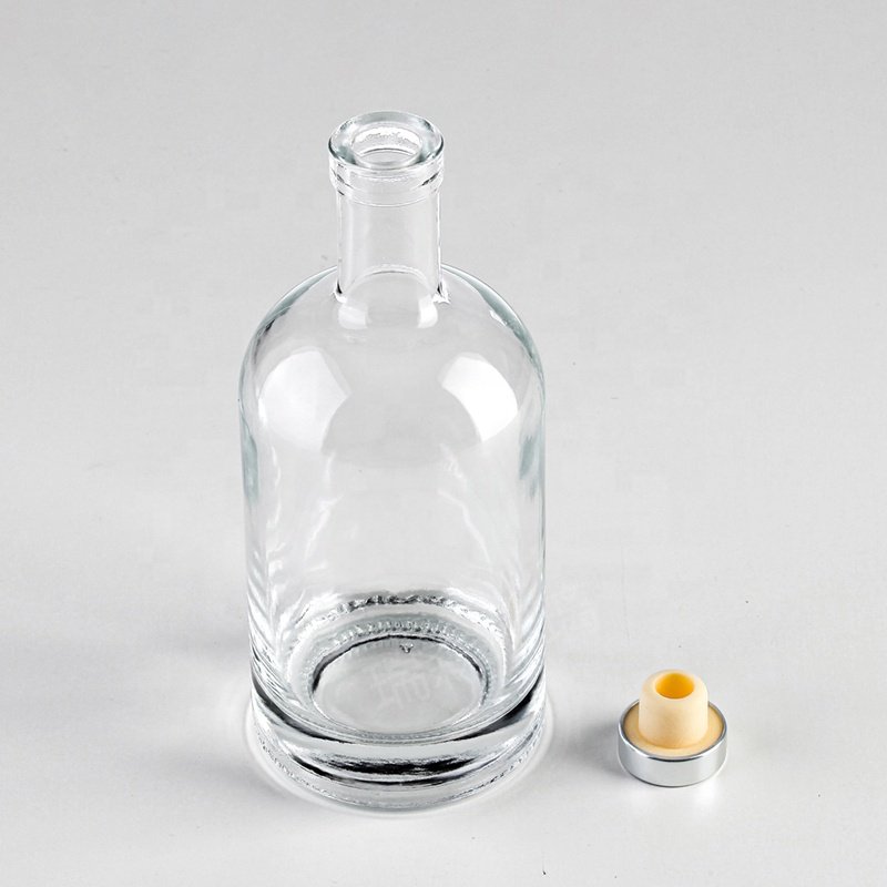 200 ml wholesale round clear empty vodka spirit bottle gin liquor glass bottle with cork