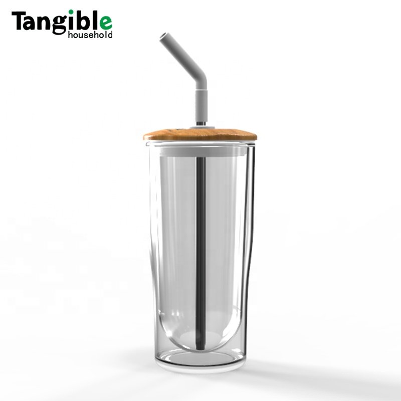 Hot sale 16oz 20oz 24oz glass tumbler boba tea cup with lid and straw