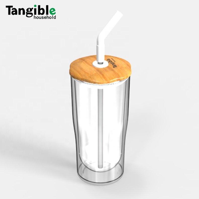 Hot sale 16oz 20oz 24oz glass tumbler boba tea cup with lid and straw