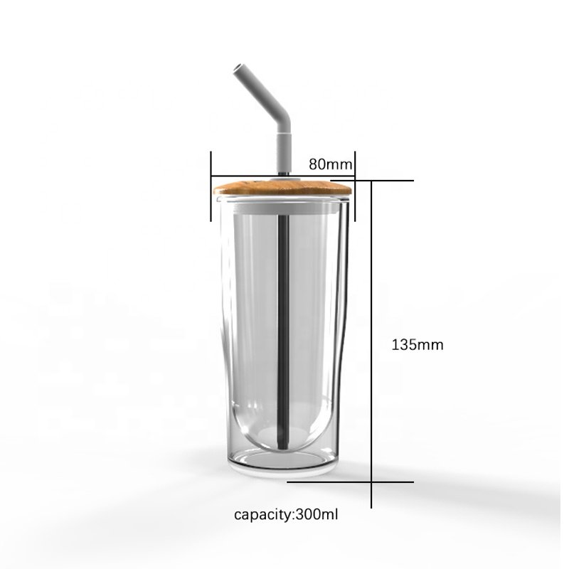 Hot sale 16oz 20oz 24oz glass tumbler boba tea cup with lid and straw