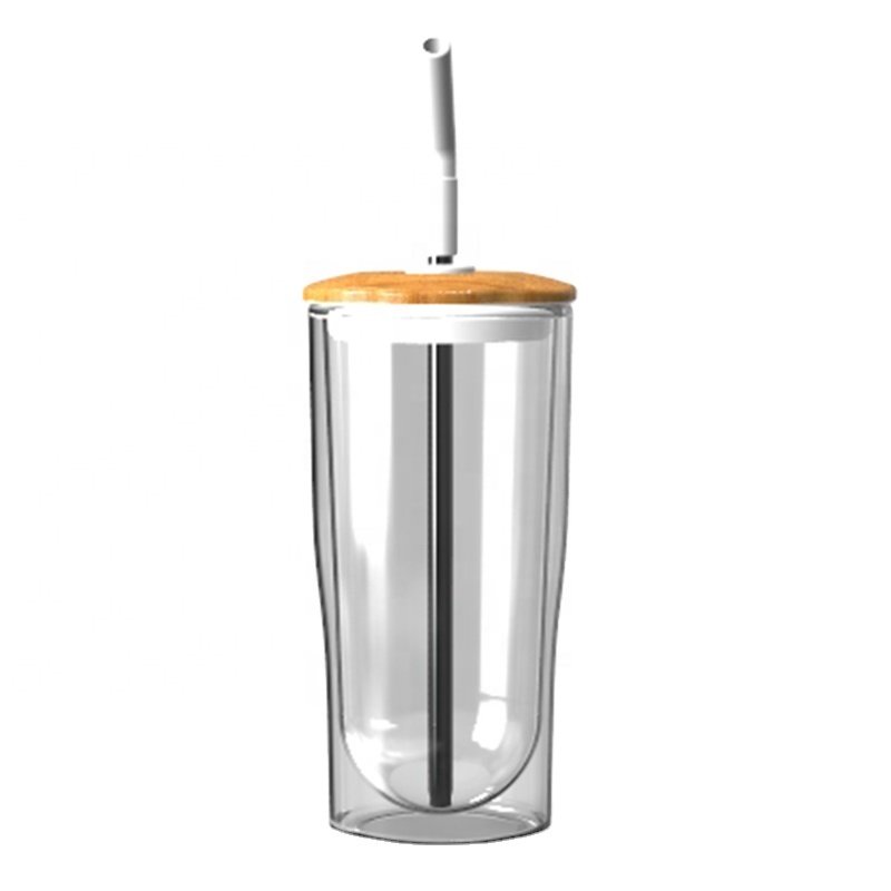 Hot sale 16oz 20oz 24oz glass tumbler boba tea cup with lid and straw