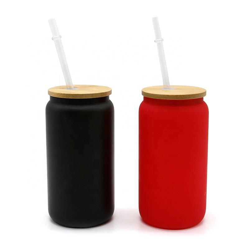 Sublimation Blanks 16oz Frosted Glass Soda Can Color Changing Glass Bottle with Cold and Hot Water Change Color Mugs