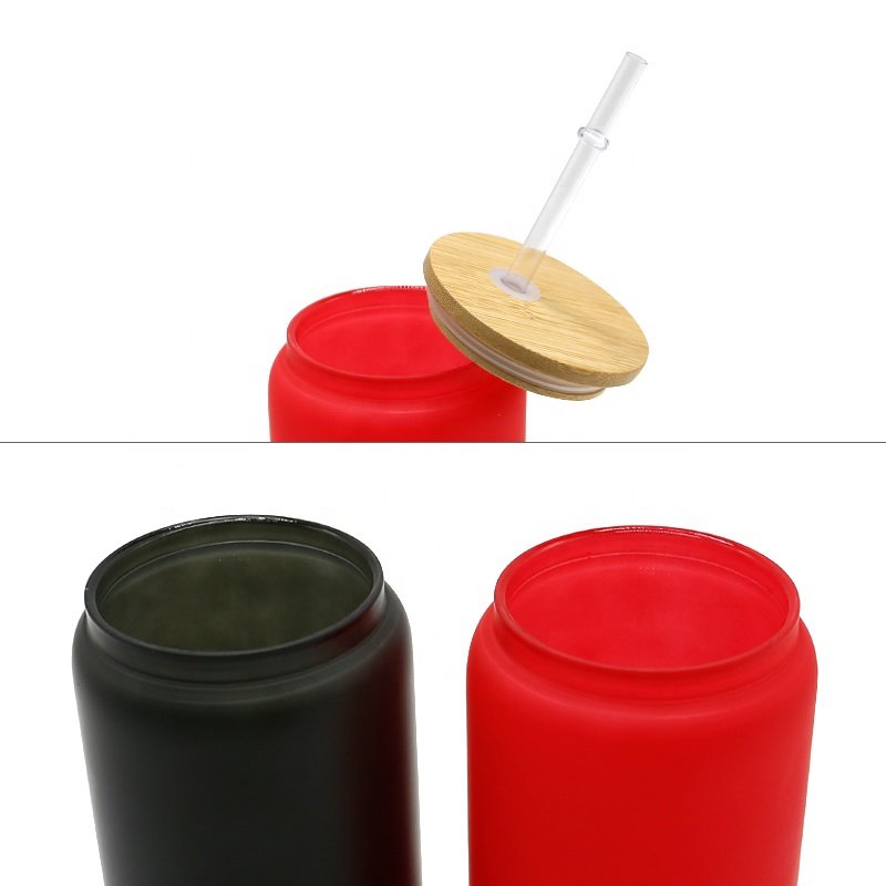 Sublimation Blanks 16oz Frosted Glass Soda Can Color Changing Glass Bottle with Cold and Hot Water Change Color Mugs