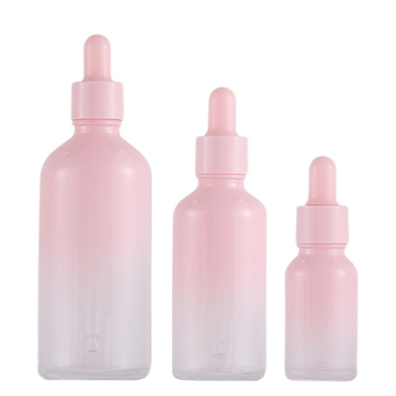 Gradient Pink Dropper Bottle Glass Cosmetic Package Essential Oil Dropper Bottle Cherry Blossom Powder Separately Bottle