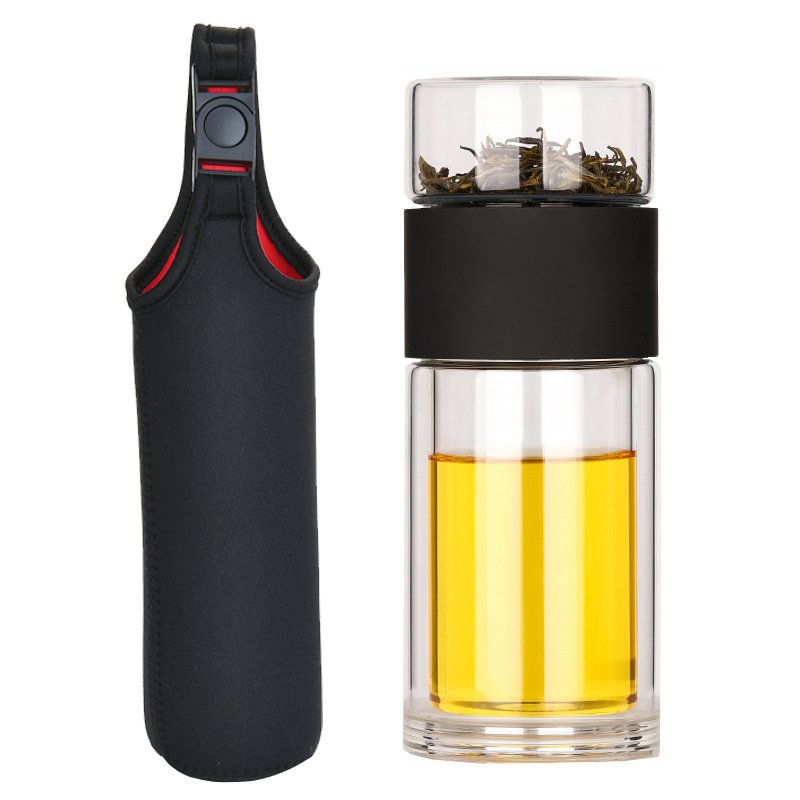 2023 Amazons Hot Seller Tea Separating Bottle Drinking Double wall Glass Water Bottle With Tea Infuser