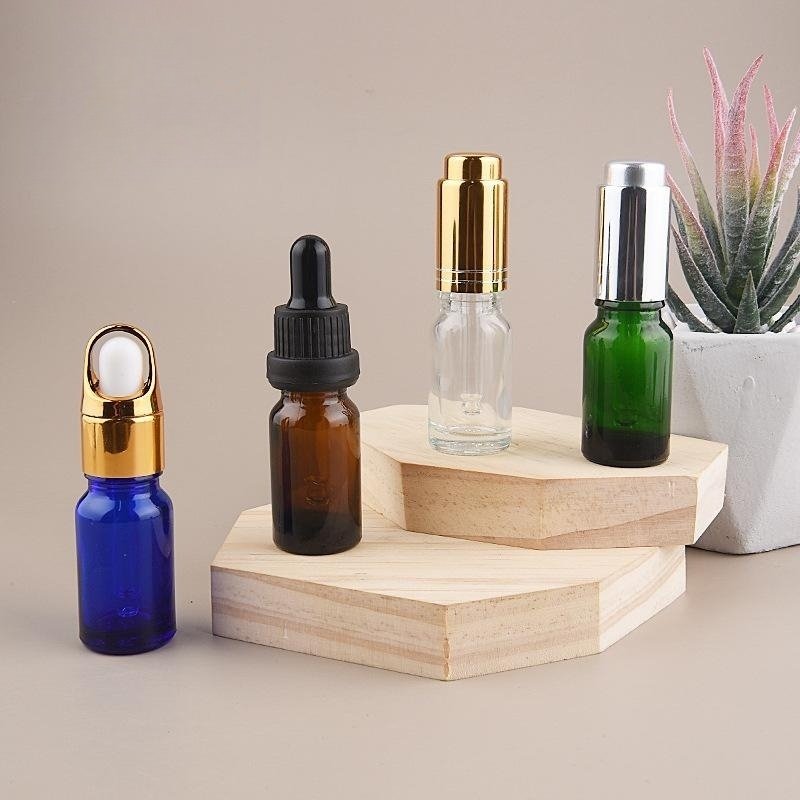 Multi-color travel sample bottle Flower basket cover anti-theft cap 5ml glass dropper Essential oil bottle