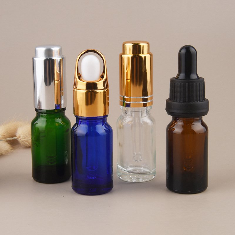 Multi-color travel sample bottle Flower basket cover anti-theft cap 5ml glass dropper Essential oil bottle