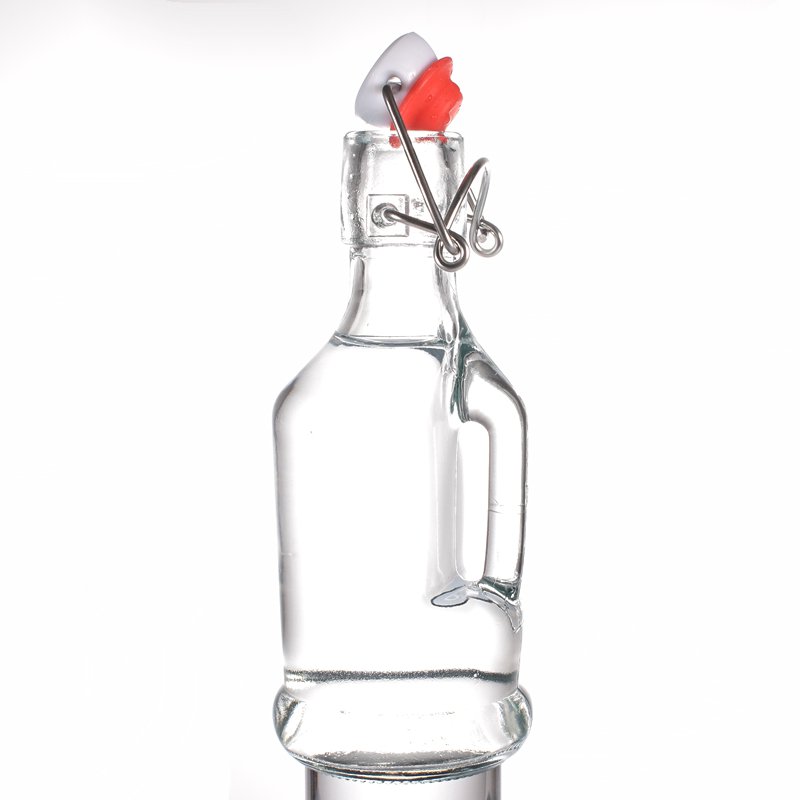 8Oz Eco-Friendly Swing Top Clear Glass Bottles 250ml with Glass handle and Airtight Resealable Cap