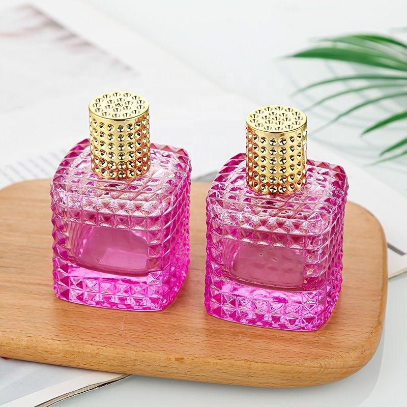 Fancy Gradient Empty Square Perfume Spray Bottle 100 Ml With Gold Cap