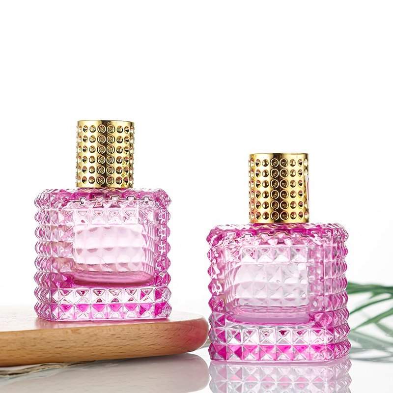 Fancy Gradient Empty Square Perfume Spray Bottle 100 Ml With Gold Cap