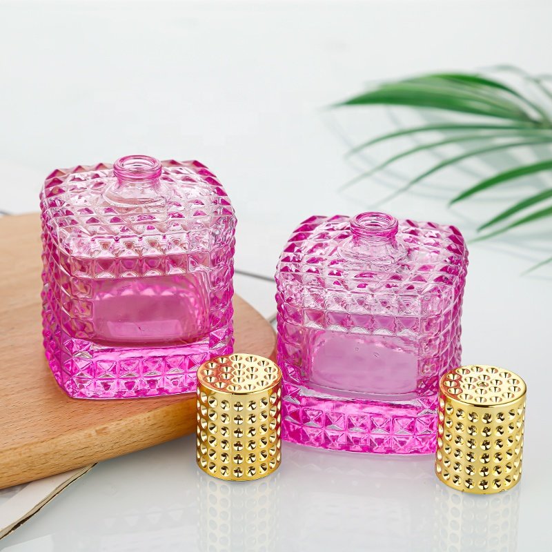 Fancy Gradient Empty Square Perfume Spray Bottle 100 Ml With Gold Cap