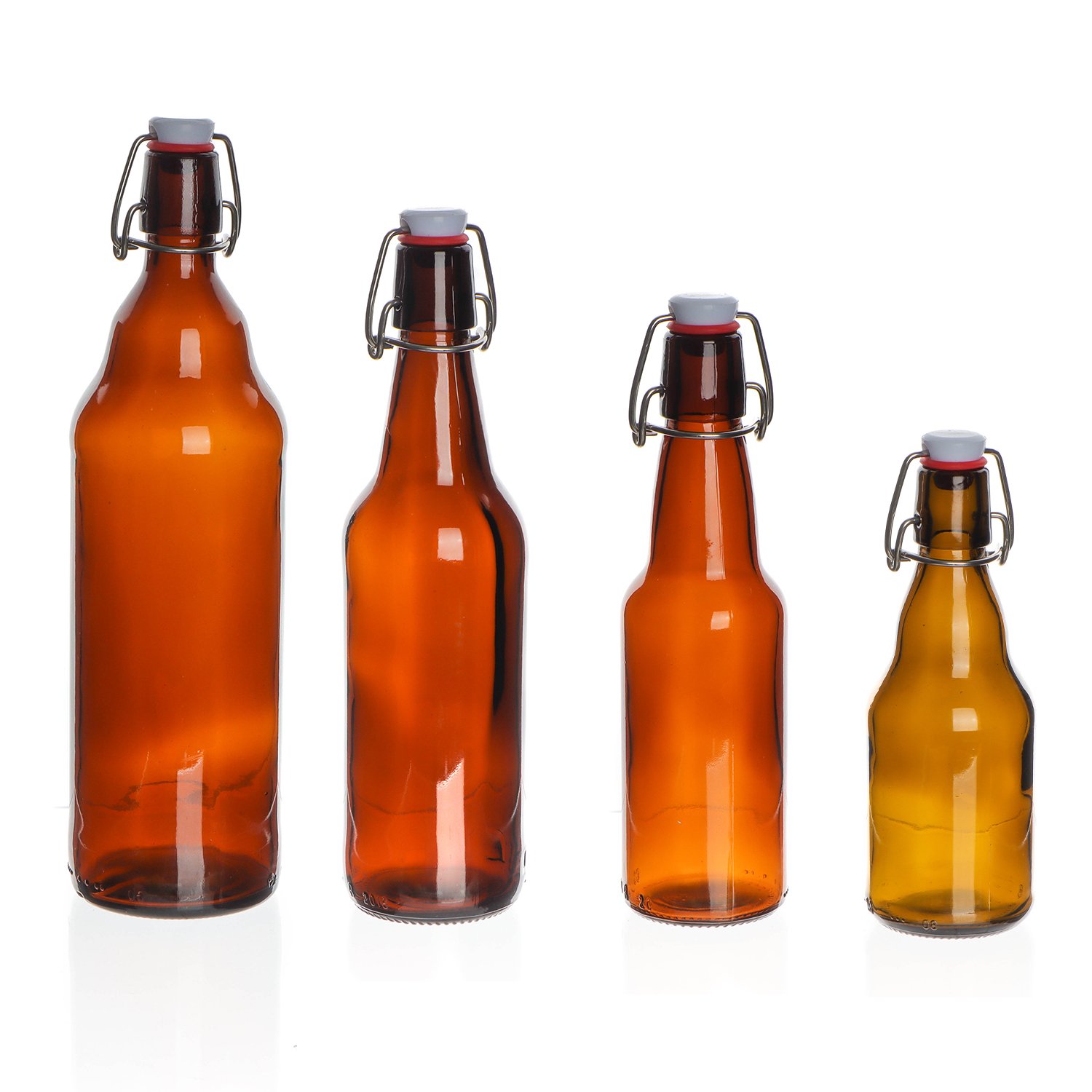 Hot sale 330ml 750ml Unique Shape Amber Brown Color Glass Bottles For Beer With Swing Top Lids