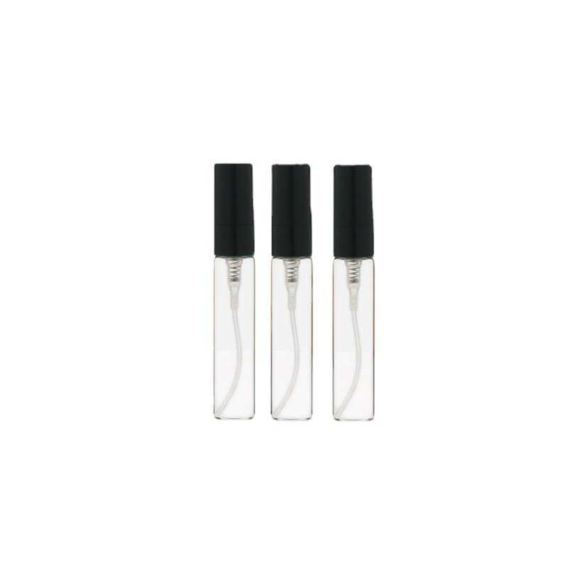 Wholesale 2ml 3ml 5ml 10ml sample perfume bottle Black plastic lid portable spray pack.