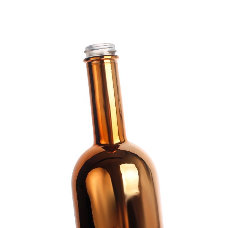 Customized Copper Electroplating UV Glass Wine Bottle Bowling Champagne Glass Sparking Bottle