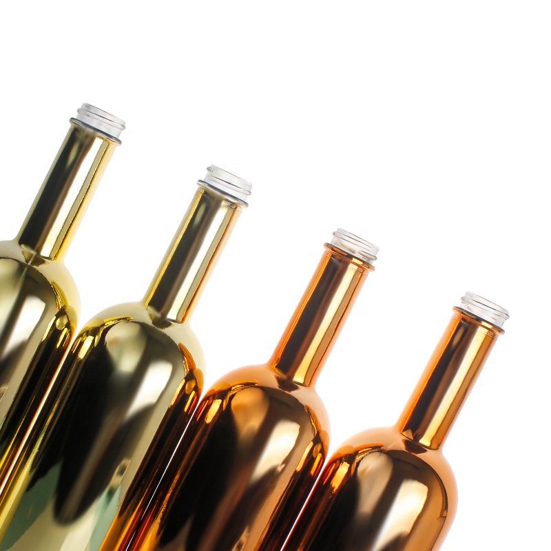Customized Copper Electroplating UV Glass Wine Bottle Bowling Champagne Glass Sparking Bottle